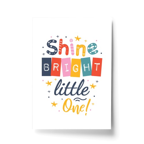 Nursery Print Shine Bright Child Kids Room Pictures Wall Art