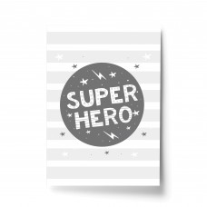 Grey Nursery Print Superhero Child Baby Room Pictures Wall Art