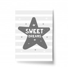 Grey Nursery Print Sweet Dreams Child Baby Room Picture Wall Art
