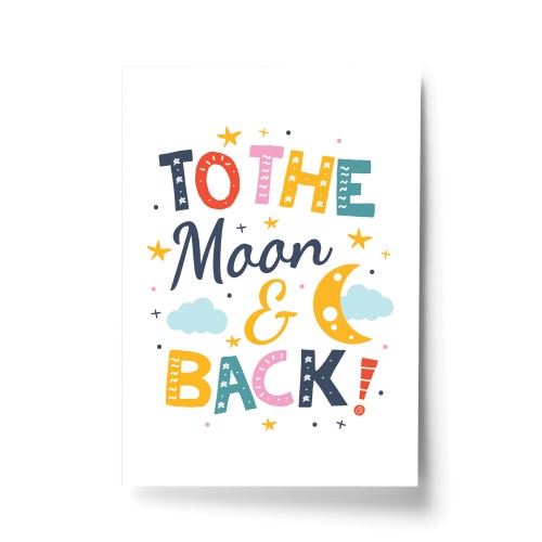 Nursery Print Moon And Back Child Kids Room Pictures Wall Art