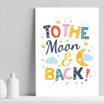Nursery Print Moon And Back Child Kids Room Pictures Wall Art