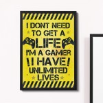 Yellow Gamer Print Framed Gift For Boy Bedroom ManCave Xmas Gift