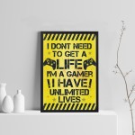 Yellow Gamer Print Framed Gift For Boy Bedroom ManCave Xmas Gift