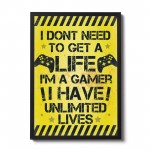 Yellow Gamer Print Framed Gift For Boy Bedroom ManCave Xmas Gift