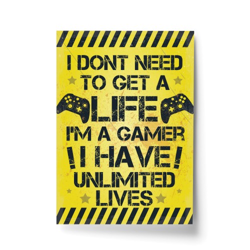 Yellow Gamer Print Gift For Boys Bedroom Man Cave Xmas Son Gift