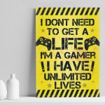 Yellow Gamer Print Gift For Boys Bedroom Man Cave Xmas Son Gift