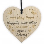 Wooden Hanging Heart Personalised Wedding Anniversary Gift