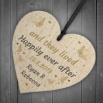 Wooden Hanging Heart Personalised Wedding Anniversary Gift