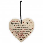 10th Wedding Anniversary Gift For Him Her Wood Heart Keepsake