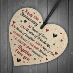 10th Wedding Anniversary Gift For Him Her Wood Heart Keepsake