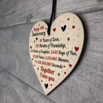 10th Wedding Anniversary Gift For Him Her Wood Heart Keepsake