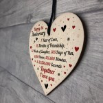 1st Wedding Anniversary Gift For Him Her Wood Heart Keepsake
