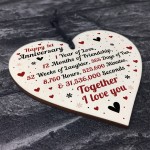 1st Wedding Anniversary Gift For Him Her Wood Heart Keepsake