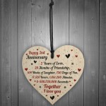 2nd Wedding Anniversary Gift For Him Her Wood Heart Keepsake