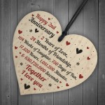 2nd Wedding Anniversary Gift For Him Her Wood Heart Keepsake