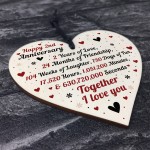 2nd Wedding Anniversary Gift For Him Her Wood Heart Keepsake