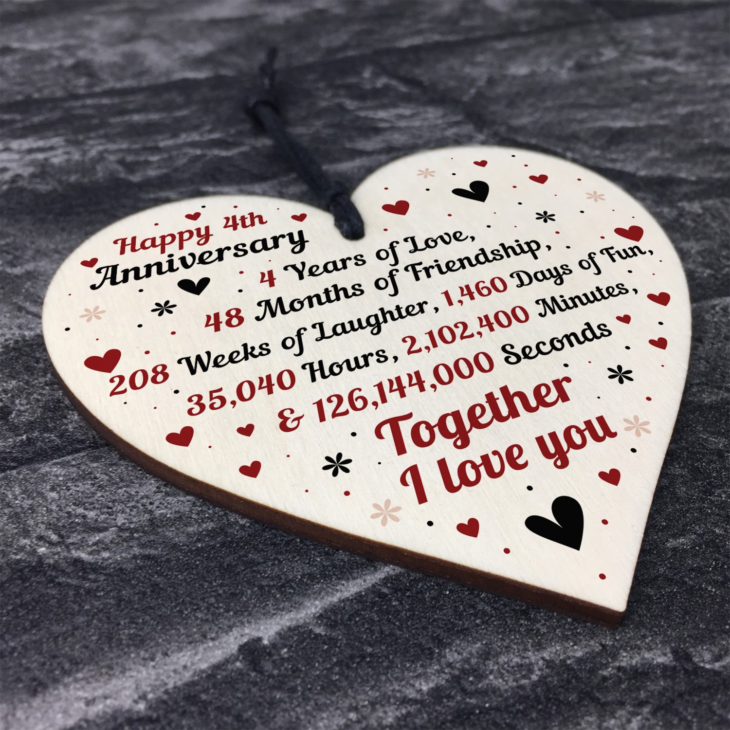 Wedding Anniversary Gifts For Him
 4th Wedding Anniversary Gift For Him Her Wood Heart Keepsake