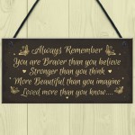 Stronger Inspirational Hanging Plaque Friendship Quote Gift Sign