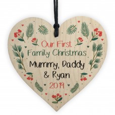 Personalised 1st Christmas Mum Dad Baby Bauble Tree Decor Heart