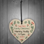 Personalised 1st Christmas Mum Dad Baby Bauble Tree Decor Heart