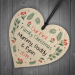 Personalised 1st Christmas Mum Dad Baby Bauble Tree Decor Heart