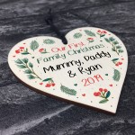 Personalised 1st Christmas Mum Dad Baby Bauble Tree Decor Heart