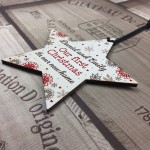 Personalised First 1st Christmas New Home Wood Star Tree Bauble