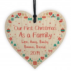 Personalised 1st Christmas As A Family Bauble Tree Decor Wood