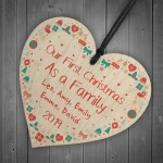 Personalised 1st Christmas As A Family Bauble Tree Decor Wood