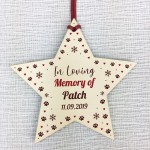 Wooden Star Personalised Dog Cat Pet Memorial Tree Bauble