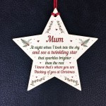 In Loving Memory Robin Christmas Bauble Decoration Mum Wood Star