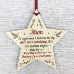 In Loving Memory Robin Christmas Bauble Decoration Mum Wood Star