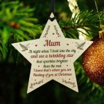 In Loving Memory Robin Christmas Bauble Decoration Mum Wood Star