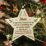 In Loving Memory Robin Christmas Bauble Decoration Mum Wood Star