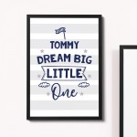 PERSONALISED Dream Big Nursery Art Prints Pictures For Baby Boys