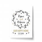 Happy Home Print Personalised New Home 1st Home House Warming