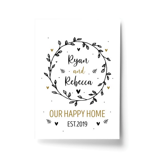 Happy Home Print Personalised New Home 1st Home House Warming