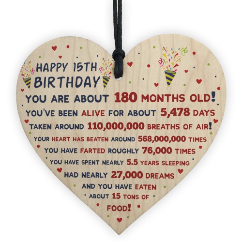 15th Birthday Gift For Daughter Son 15th Birthday Facts Heart