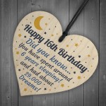 16th Birthday Card For Daughter Son Wood Heart Novelty 16th Gift