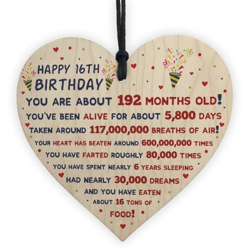 16th Birthday Gift For Daughter Son 16th Birthday Facts Heart