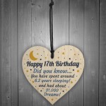 17th Birthday Card For Daughter Son Wood Heart Novelty 17th Gift