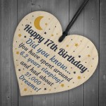 17th Birthday Card For Daughter Son Wood Heart Novelty 17th Gift