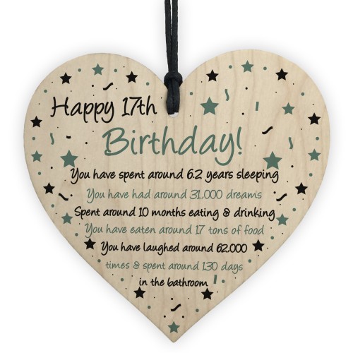 Funny 17th Birthday Gift For Daughter Son Wood Heart 17th Card