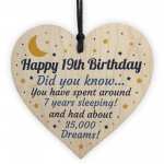 19th Birthday Card For Daughter Son Wood Heart Novelty 19th Gift