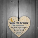 19th Birthday Card For Daughter Son Wood Heart Novelty 19th Gift