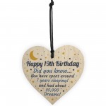 19th Birthday Card For Daughter Son Wood Heart Novelty 19th Gift