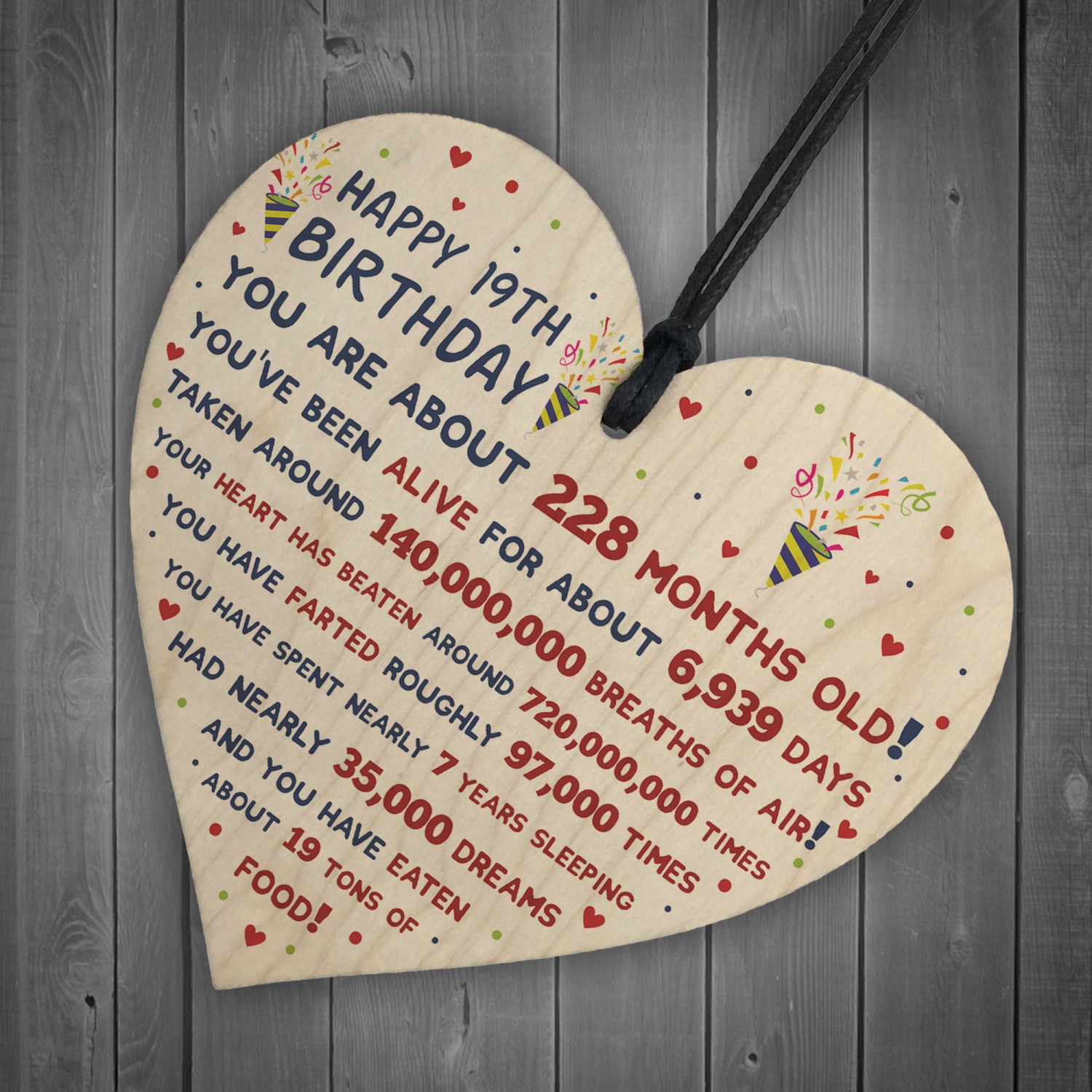 19th Birthday T For Daughter Son 19th Birthday Facts Heart