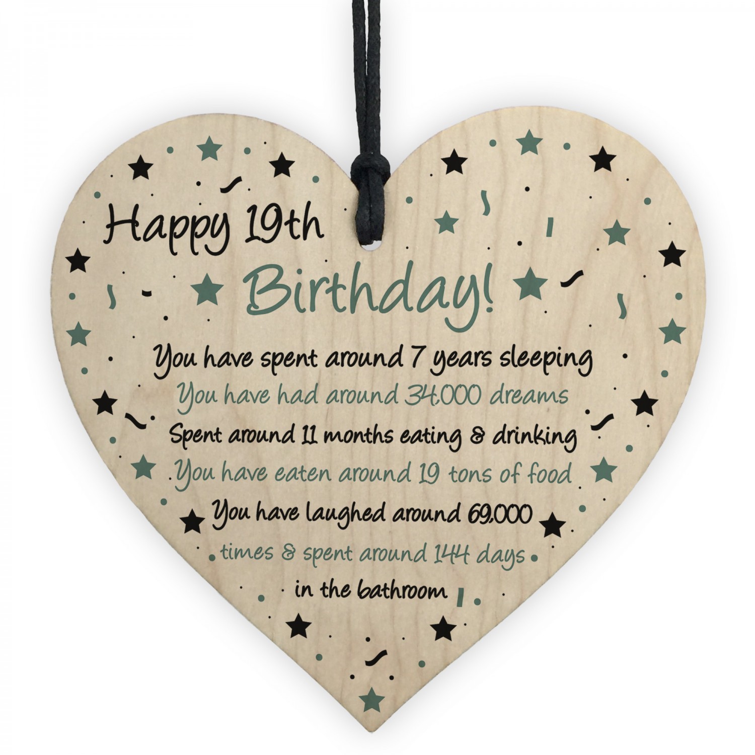 Funny 19th Birthday Gift For Daughter Son Wood Heart Card