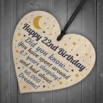 22nd Birthday Card For Daughter Son Wood Heart Novelty 22nd Gift