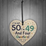 Handmade Wooden Heart 50th Brithday Novelty Gift For Friend 